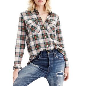 J. Crew Womens Button Down Long Sleeve Shirt in Stewart Tartan / Plaid H…